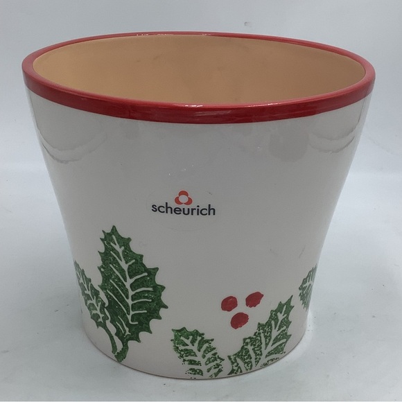 Scheurich Germany Pottery Christmas Holly Plant Pot - Picture 1 of 6